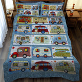 Set di Biancheria da Letto Trapuntata 3 Pezzi Sogni Vintage del Camper