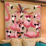 Festa dei Fenicotteri Quilt Artistico da Parete