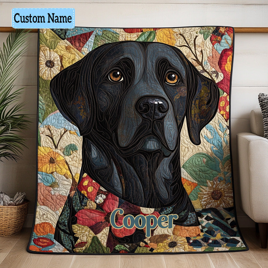Labrador Floreale Coperta Trapuntata Personalizzata