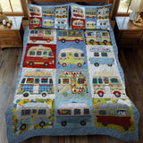 Set di Biancheria da Letto Trapuntata 3 Pezzi Vita Colorata del Camper