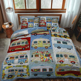 Set di Biancheria da Letto Trapuntata 3 Pezzi Vita Colorata del Camper