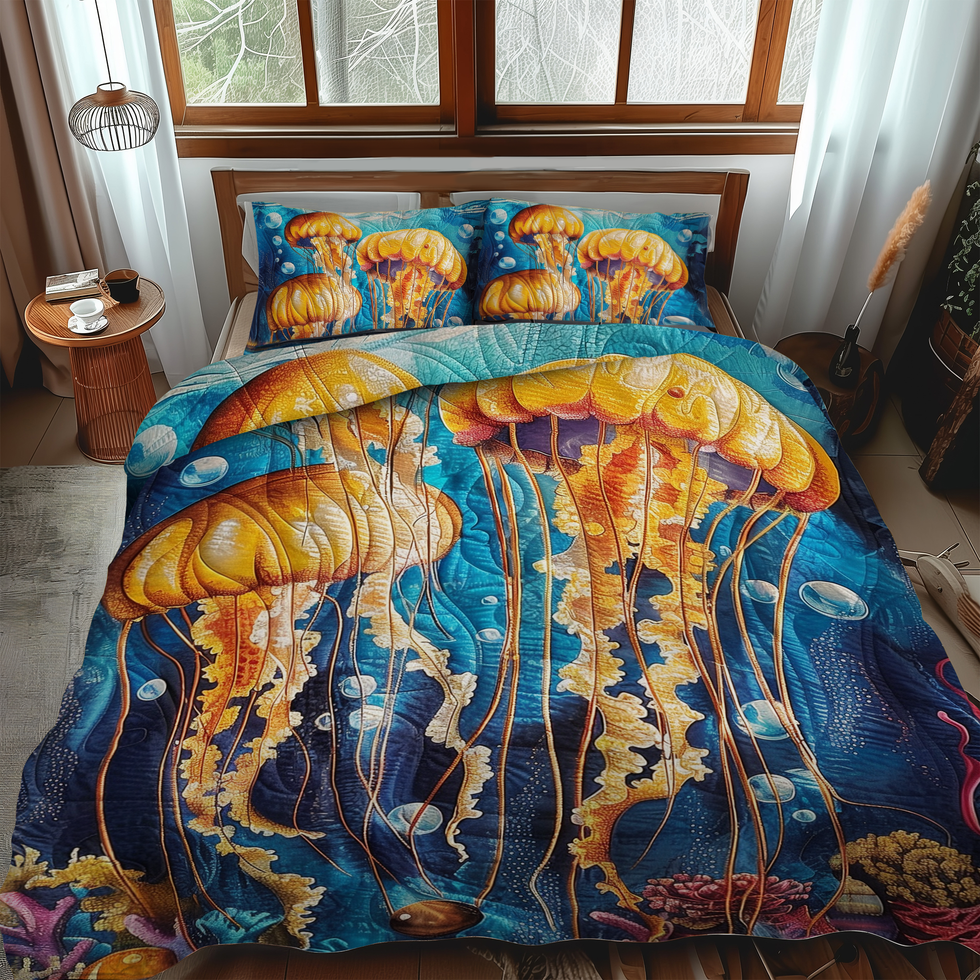 Set di Biancheria da Letto Trapuntata 3 Pezzi Acquamarina Ballet