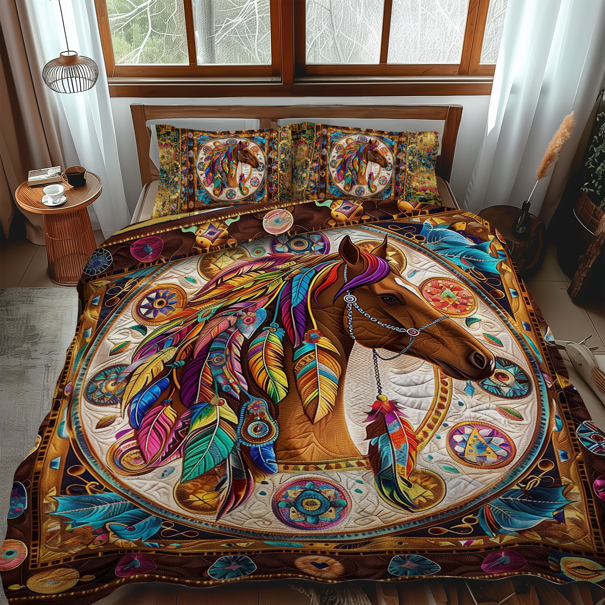 Set di Biancheria da Letto Trapuntata 3 Pezzi Destriero dello Spirito