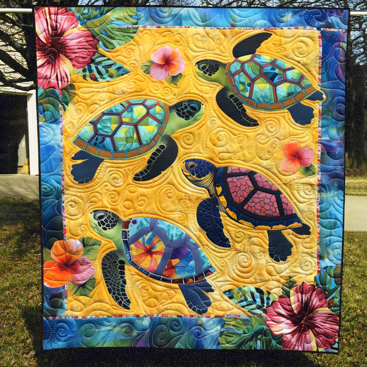 Avventura Acquatica Quilt Artistico da Parete