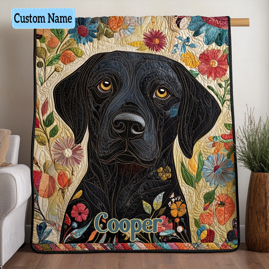 Labrador Nero Coperta Trapuntata Personalizzata