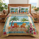 Palm Escape Personalized Custom 3-Piece Quilted Bedding Set