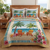 Palm Escape Personalized Custom 3-Piece Quilted Bedding Set