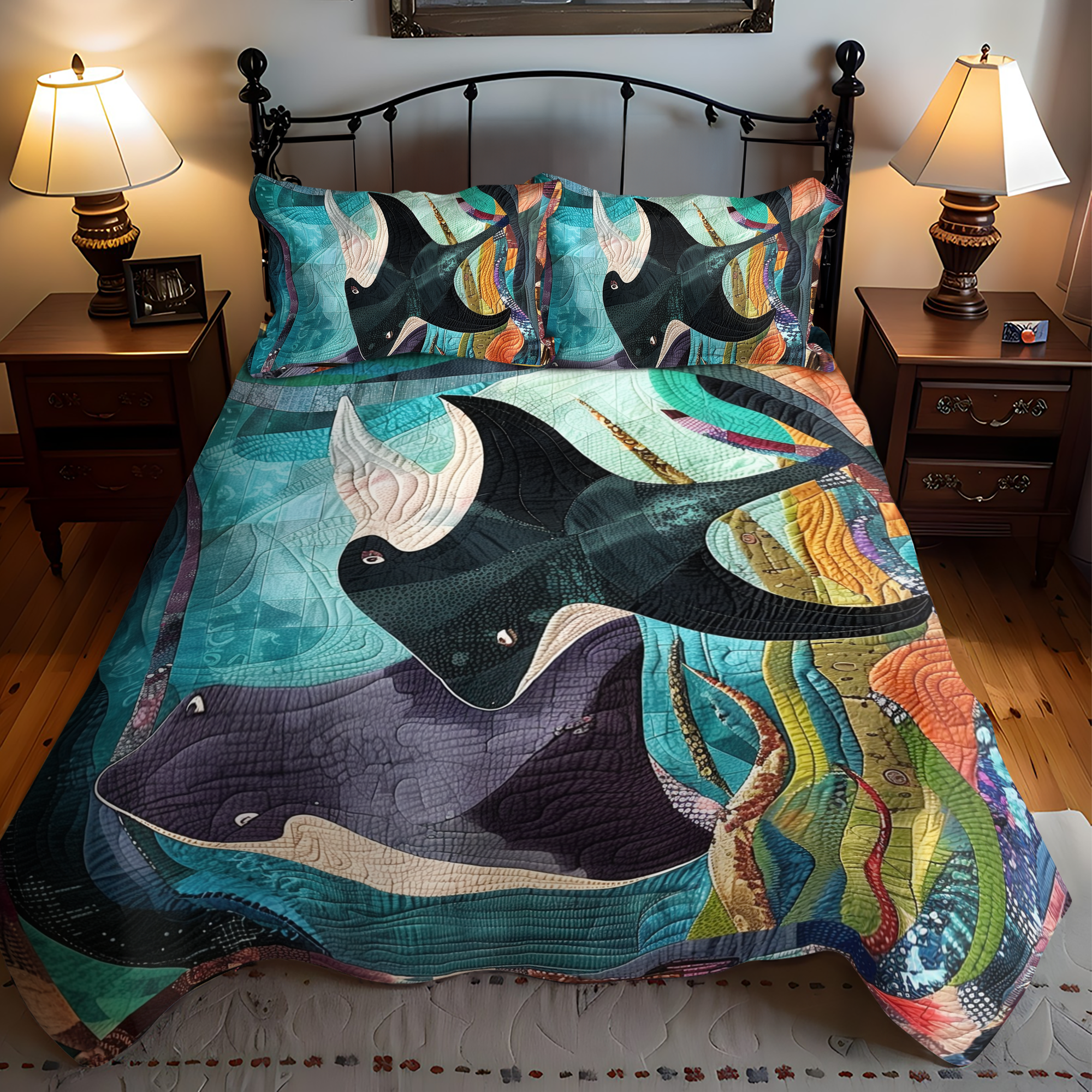 Set di Biancheria da Letto Trapuntata 3 Pezzi Sogni Oceanici