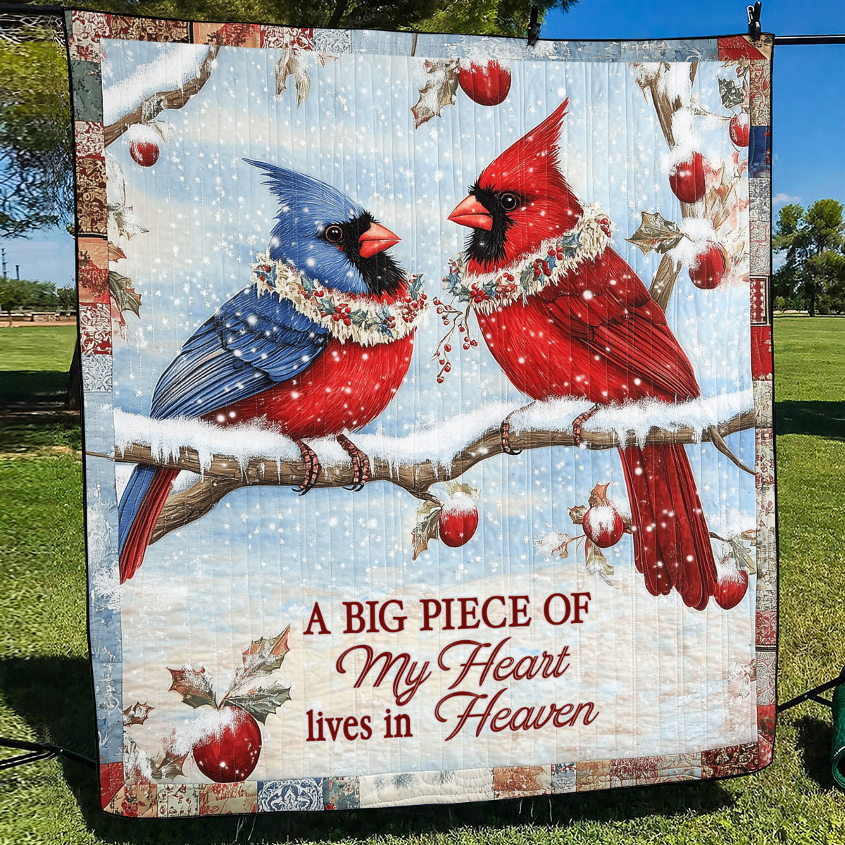 Una Grande Parte del Mio Cuore Vive in Paradiso Quilt Artistico da Parete