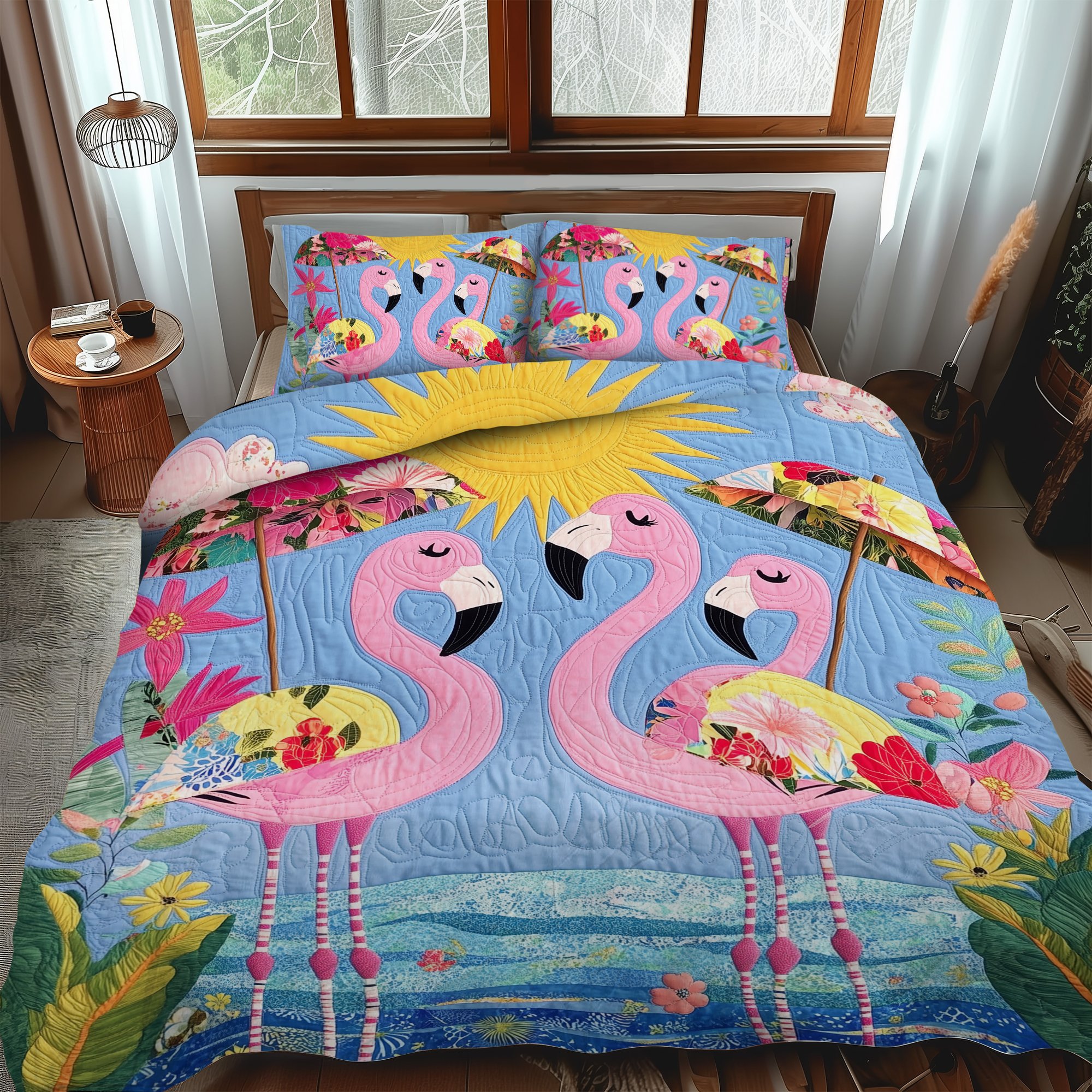 Set di Biancheria da Letto Trapuntata 3 Pezzi Fenicottero di Affectionate