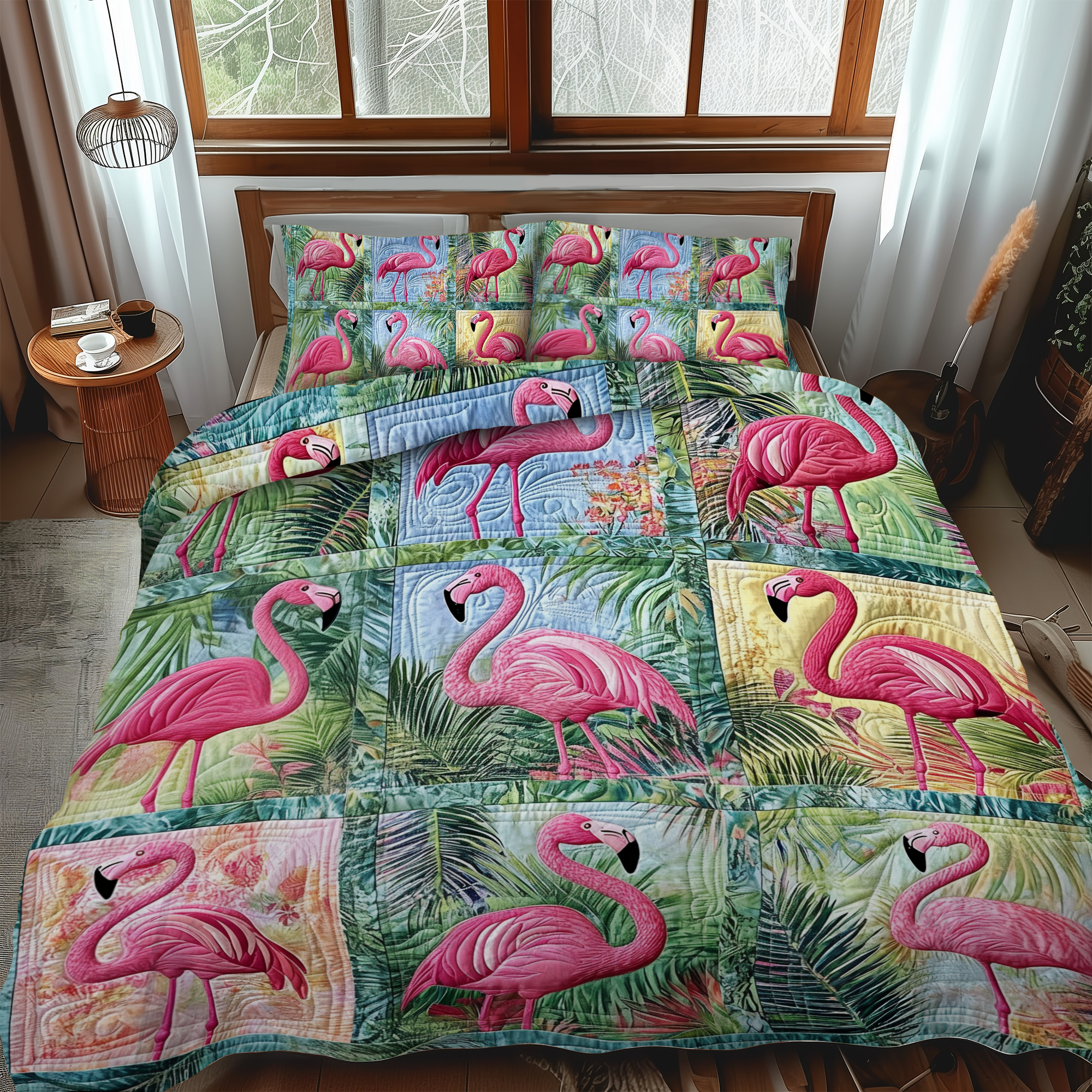 Set di Biancheria da Letto Trapuntata 3 Pezzi Fenicottero di Affectionate