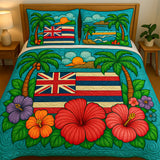 Set di Biancheria da Letto Trapuntata 3 Pezzi Spirito di Aloha