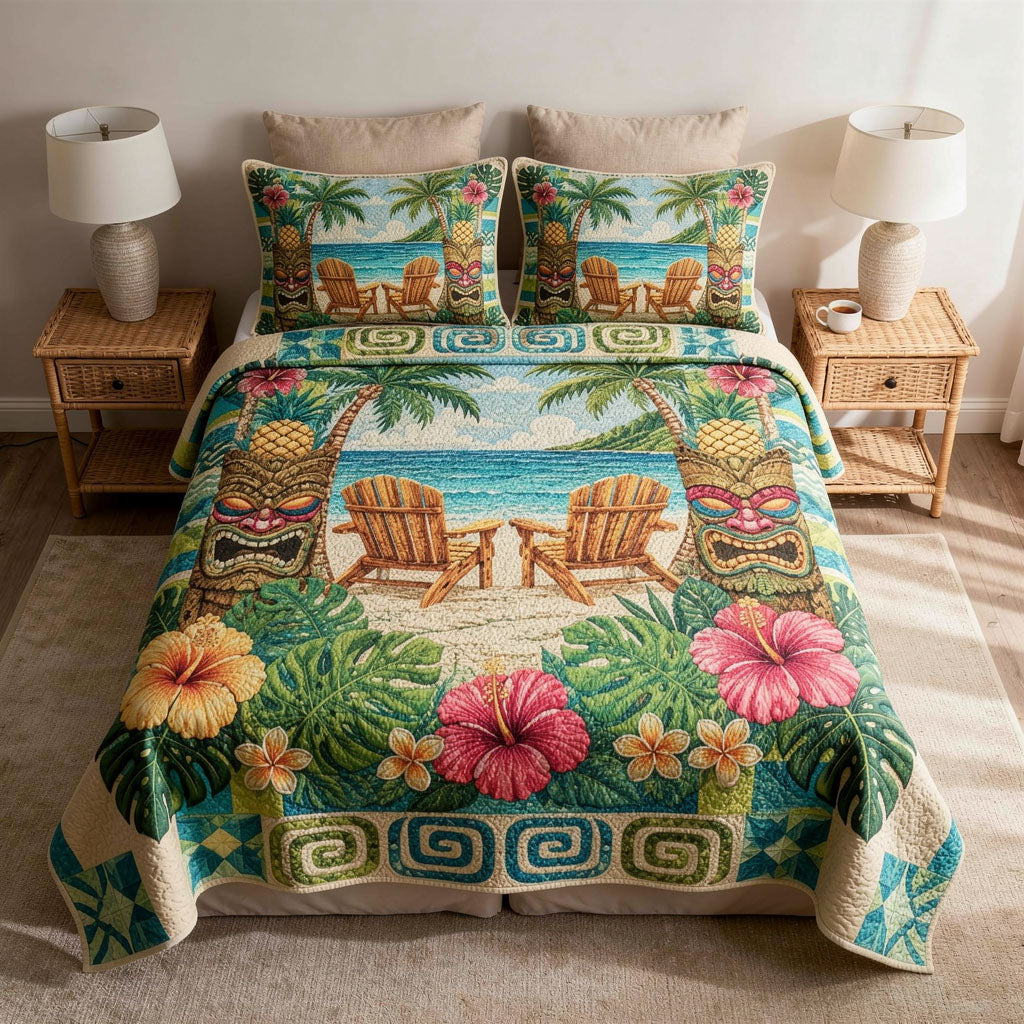 Set di Biancheria da Letto Trapuntata 3 Pezzi Spirito di Aloha