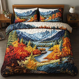 Set di Biancheria da Letto Trapuntata 3 Pezzi Sentiero dell'Ambra della Foresta