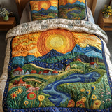Amber Glow Hills 3-Piece Quilted Bedding Set NCU0NT2800