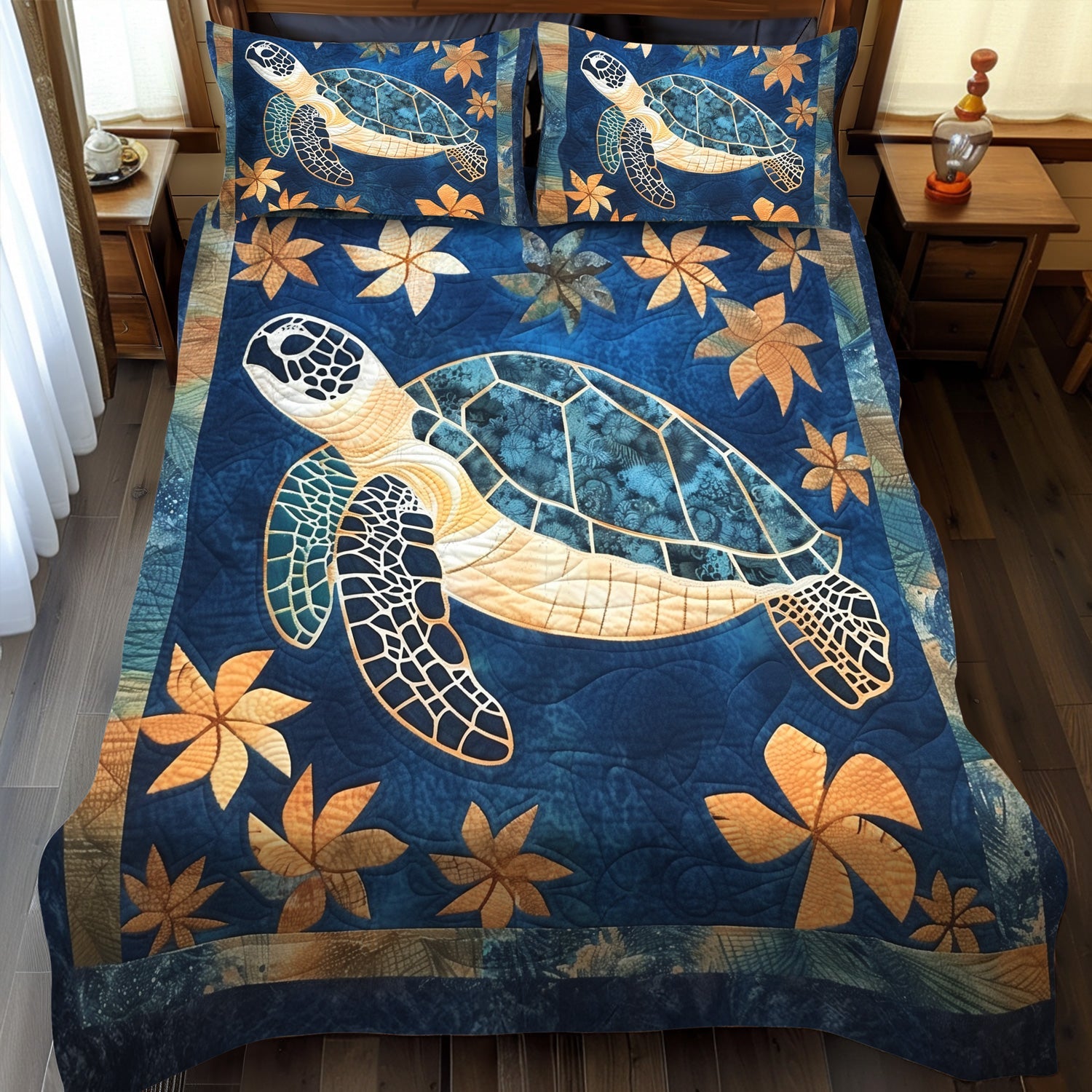 Set di Biancheria da Letto Trapuntata 3 Pezzi Viaggio Acquamarina