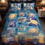 Set di Biancheria da Letto Trapuntata 3 Pezzi Avventura Acquamarina