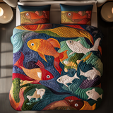 Set di Biancheria da Letto Trapuntata 3 Pezzi Cascata Acquamarina