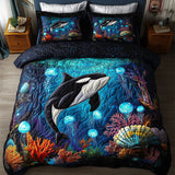 Set di Biancheria da Letto Trapuntata 3 Pezzi Fantasmi Acquamarina
