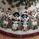 Natale dell'Husky Artico Copri Base per Albero di Natale Trapuntato