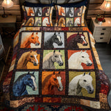 Set di Biancheria da Letto Trapuntata 3 Pezzi Cavallo Artistico di Running