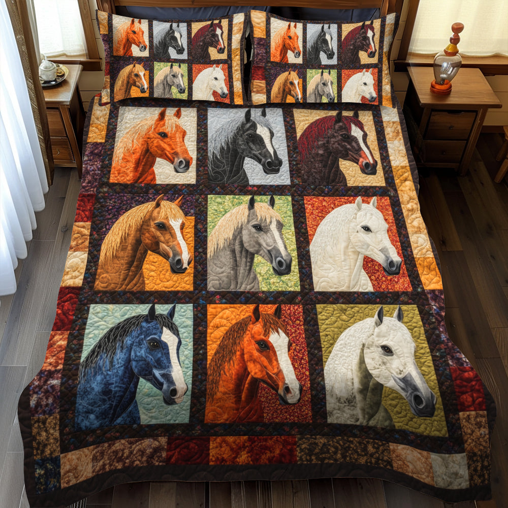 Set di Biancheria da Letto Trapuntata 3 Pezzi Cavallo Artistico di Running