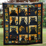Gatti Neri d'Autunno Coperta Trapuntata