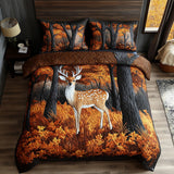 Set di Biancheria da Letto Trapuntata 3 Pezzi Cervo dell'Autunno