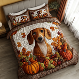 Set di Biancheria da Letto Trapuntata 3 Pezzi Bassotto dell'Autunno