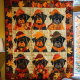 Foglie d'Autunno e Amore per il Rottweiler Coperta Trapuntata