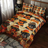 Set di Biancheria da Letto Trapuntata 3 Pezzi Foglie dell'Autunno e Amore di Rottweiler