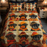 Set di Biancheria da Letto Trapuntata 3 Pezzi Foglie dell'Autunno e Amore di Rottweiler