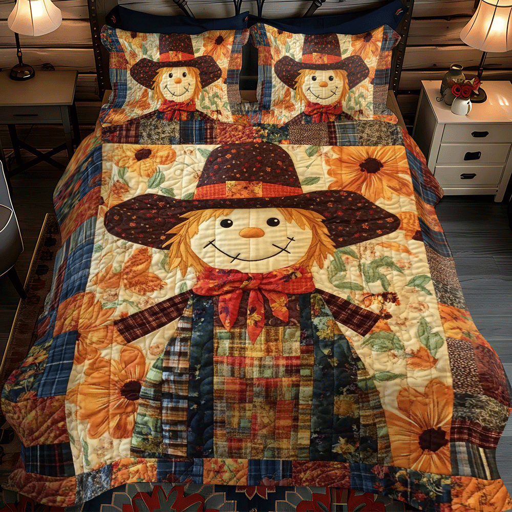Set di Biancheria da Letto Trapuntata 3 Pezzi Spaventapasseri dell'Autunno dello Splendore