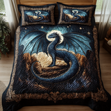 Set di Biancheria da Letto Trapuntata 3 Pezzi Squama Azzurra
