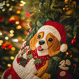 Abbracci delle Feste del Beagle Copri Base per Albero di Natale Trapuntato