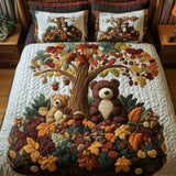 Set di Biancheria da Letto Trapuntata 3 Pezzi Orso nel Bosco dell'Autunno