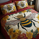 Set di Biancheria da Letto Trapuntata 3 Pezzi Ape Fioritura