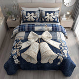 Set di Biancheria da Letto Trapuntata 3 Pezzi Nastro Blu della Campana
