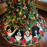 Gioia delle Feste del Bernedoodle Copri Base per Albero di Natale Trapuntato