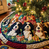 Delizia tra la Neve del Bernedoodle Copri Base per Albero di Natale Trapuntato