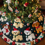 Magia del Fiocco di Neve del Bichon Copri Base per Albero di Natale Trapuntato