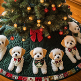 Paese delle Meraviglie Invernale del Bichon Copri Base per Albero di Natale Trapuntato
