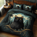 Set di Biancheria da Letto Trapuntata 3 Pezzi Fascino Nero del Gatto