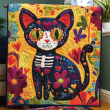 Gatto Nero del Dia de los Muertos Coperta Trapuntata