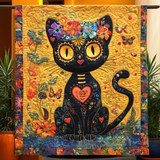 Gatto Nero del Dia de los Muertos Coperta Trapuntata
