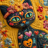 Gatto Nero del Dia de los Muertos Coperta Trapuntata