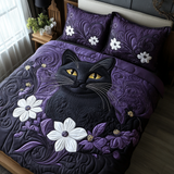 Set di Biancheria da Letto Trapuntata 3 Pezzi Magia Nera del Gatto