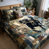Set di Biancheria da Letto Trapuntata 3 Pezzi Tuono Nero