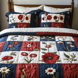 Set di Biancheria da Letto Trapuntata 3 Pezzi Fioritura Beatitudine