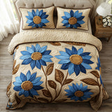 Set di Biancheria da Letto Trapuntata 3 Pezzi Fioritura Bagliore